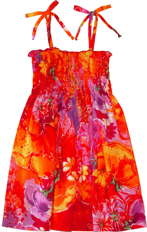 Beauteous Flower Poetry Girl's Hawaiian Smocked Dress